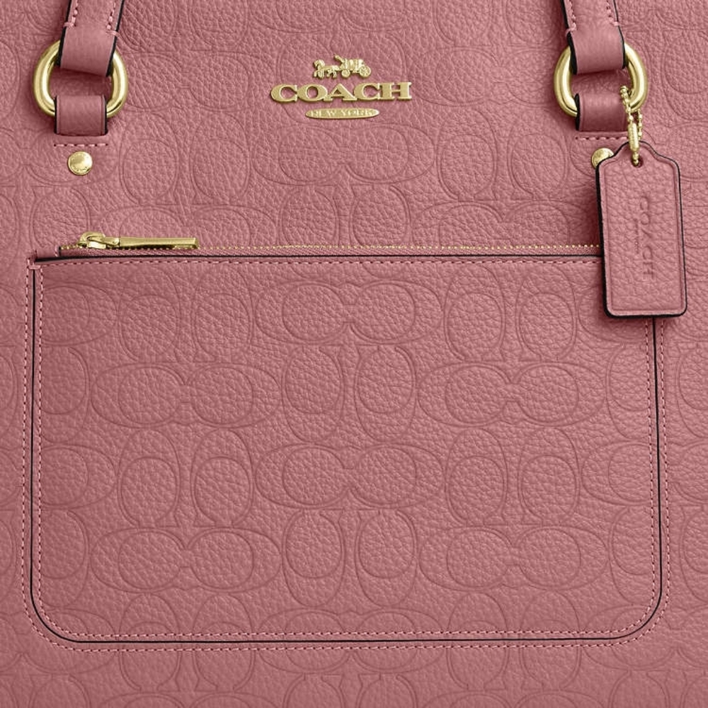 Coach Station Tote Bag In Signature Leather (Mauve pink) - Picture 11 of 11
